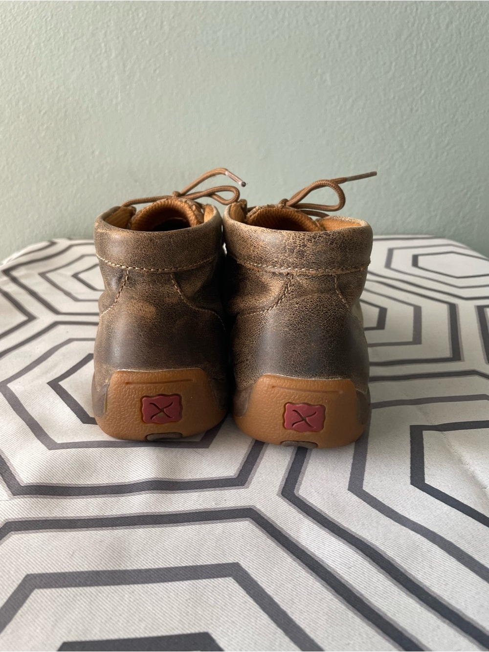 Twisted X | Youth Brown Chukka Basketweave Woven Leather Ankle Moccasins - Picture 4 of 9
